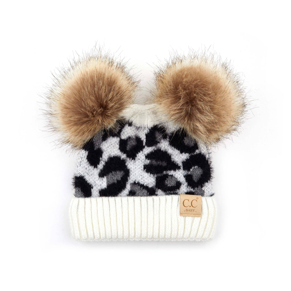 CC Double Pom Kid Leopard Beanie ( KIDS-2061POMPOM )