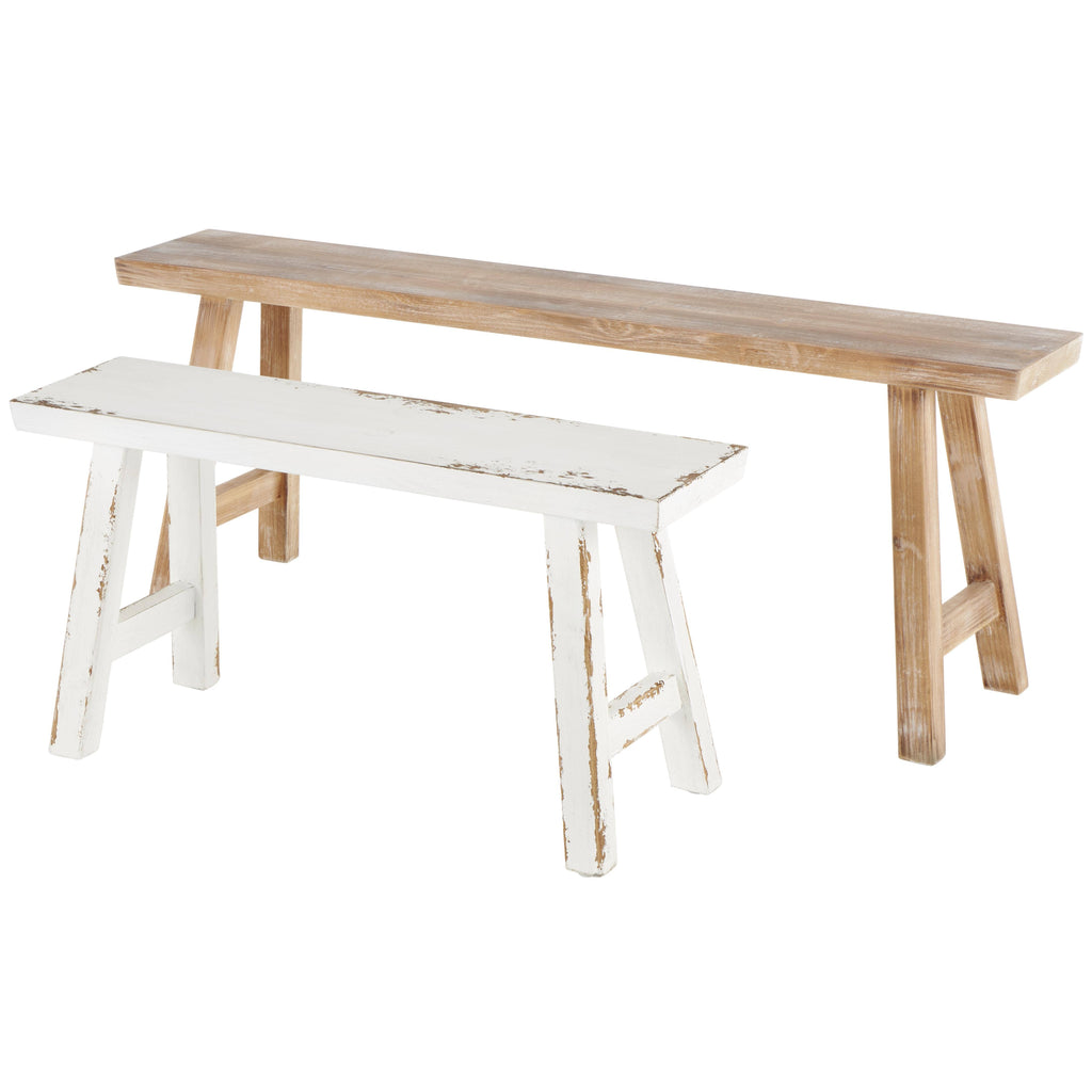 Farmhouse Brown Wood Bench Set