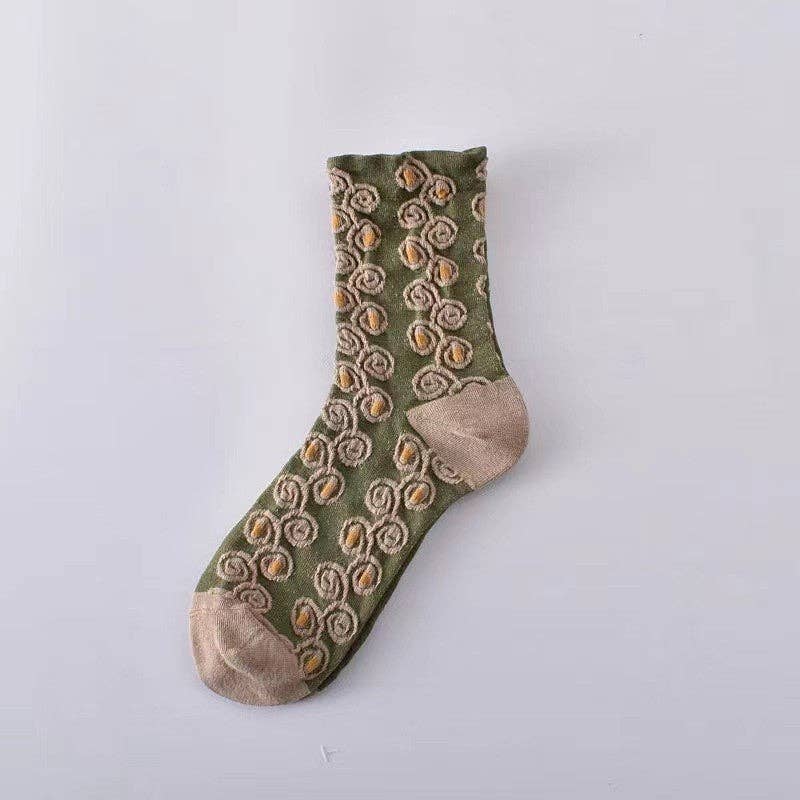 5-Color Mixed Three-Dimensional Relief Women's Sock Set