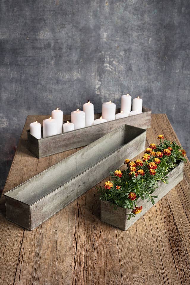 Metal and Copper Finish Troughs - Set of 3