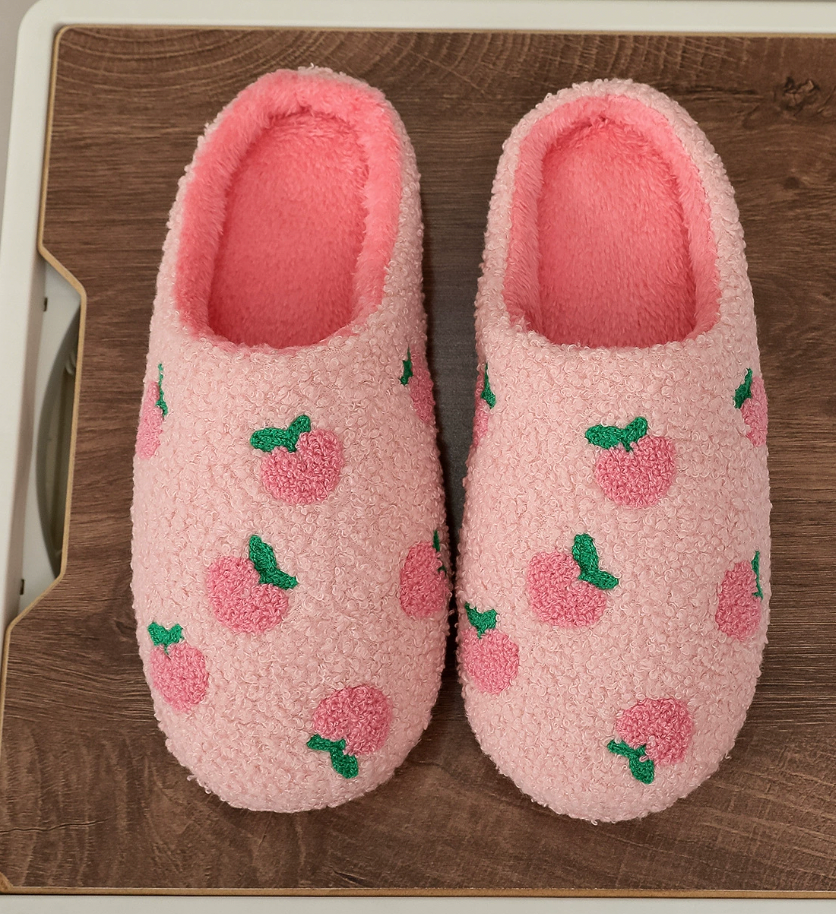 Cozy Peach Cherry Slippers - HOCHI