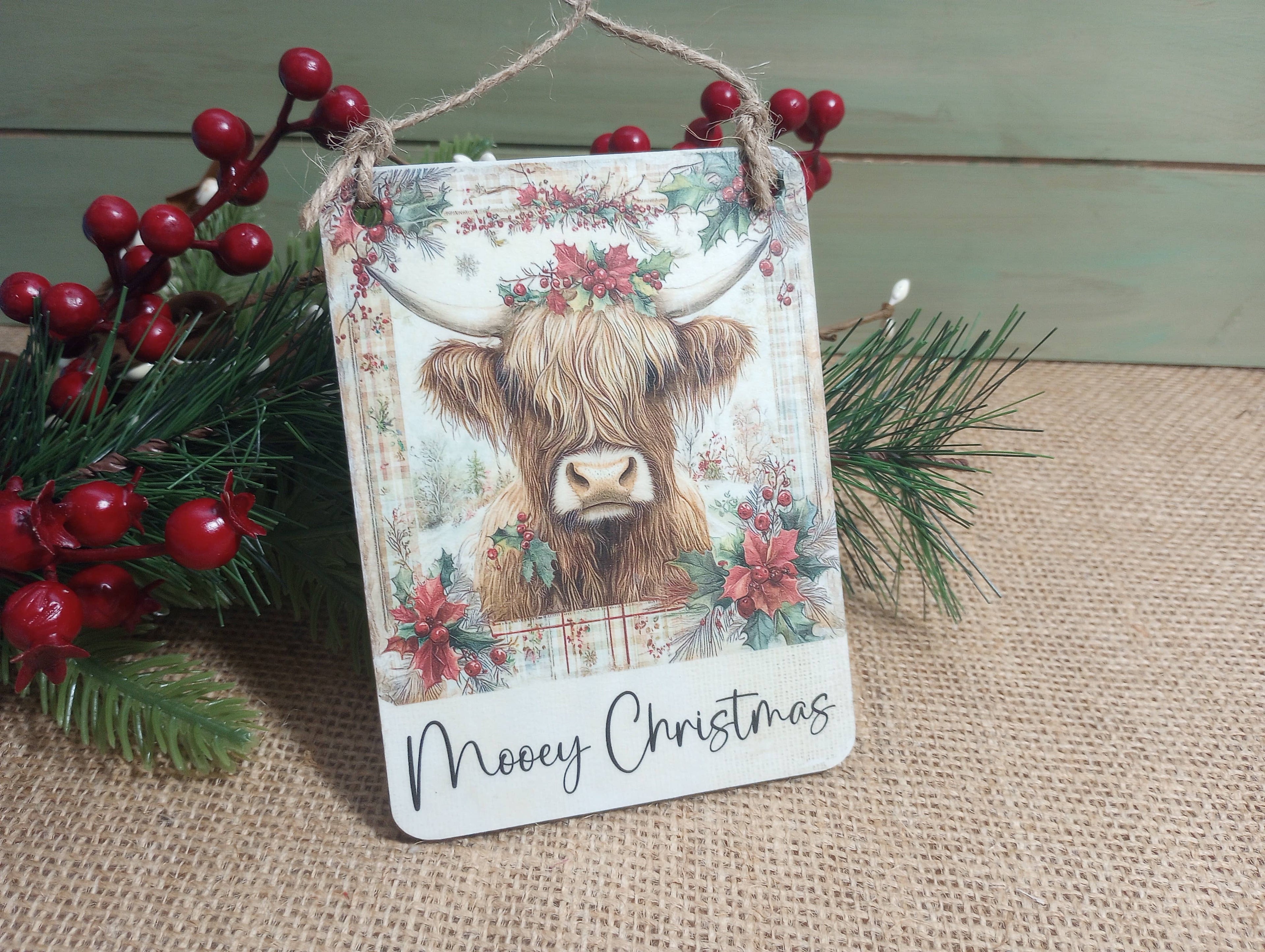 Highland Cow Christmas Ornament - Style E
