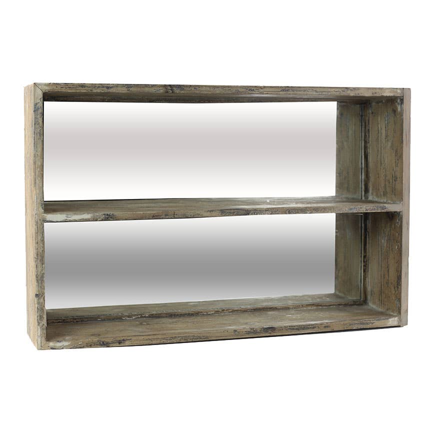 Distressed Pine Shelf Mirror