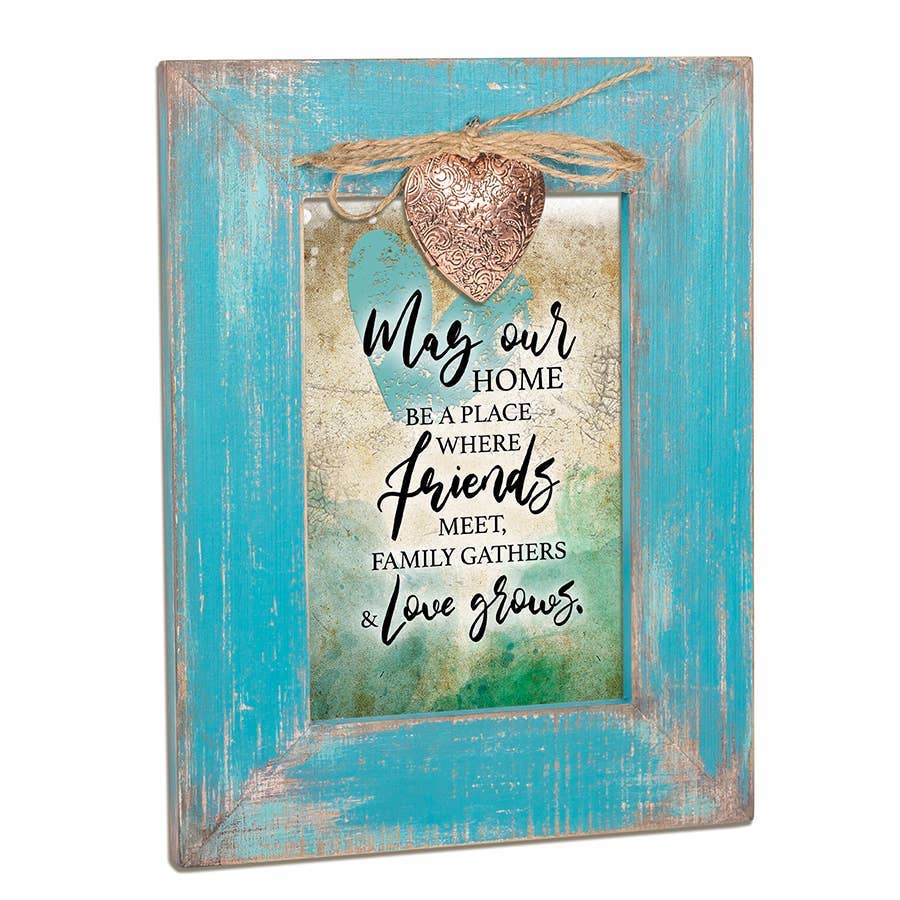 May Our Home Teal Distressed Photo Frame