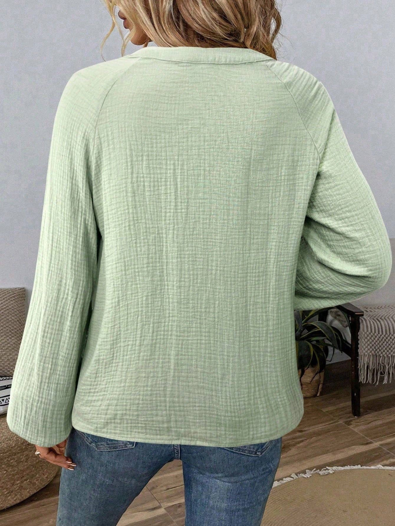 Boho Embroidery Cotton Blouse Women V Neck Bohemian Top