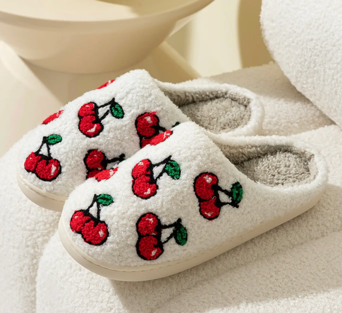 Cozy Peach Cherry Slippers - HOCHI