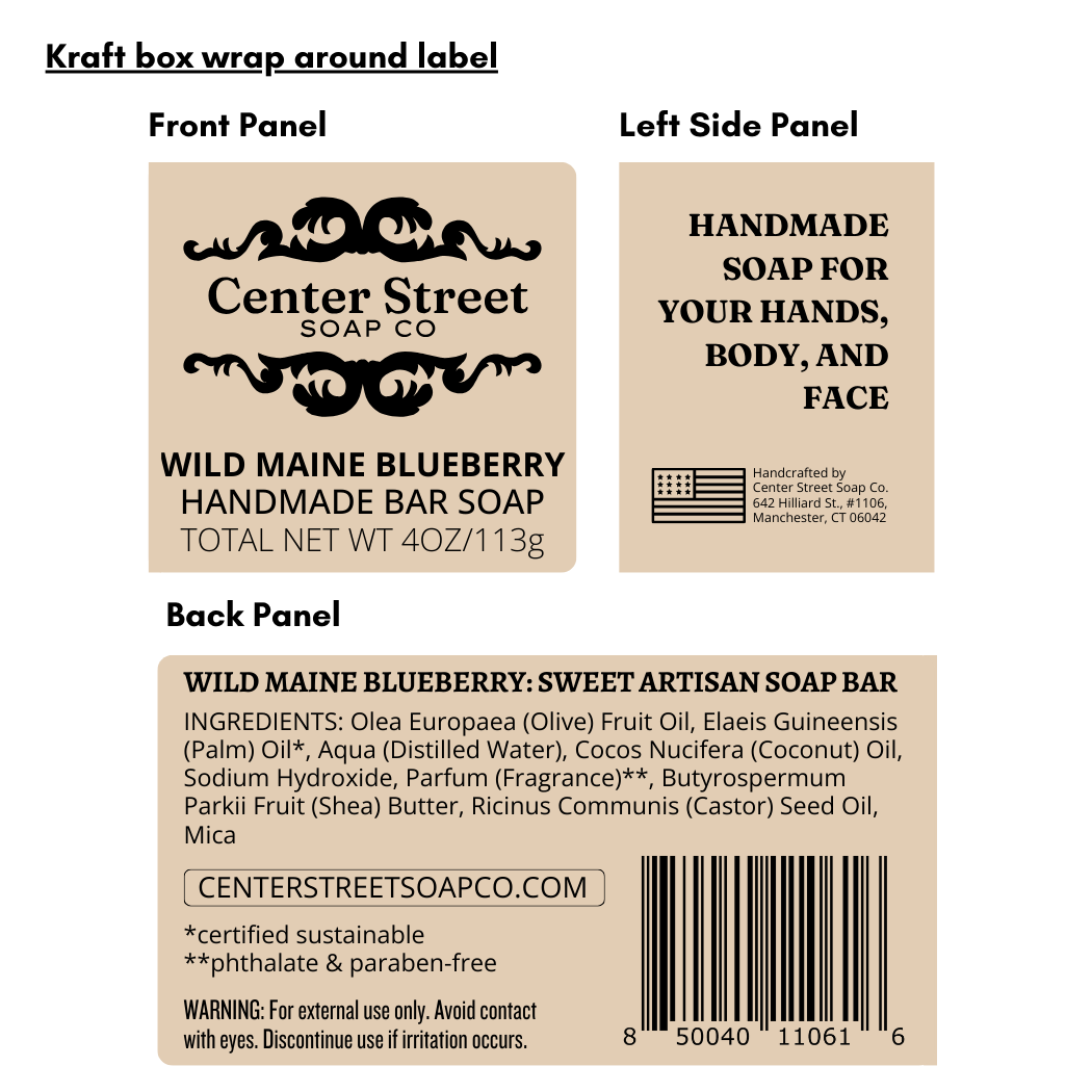 Wild Maine Blueberry Vegan Handmade Bar Soap - 4oz