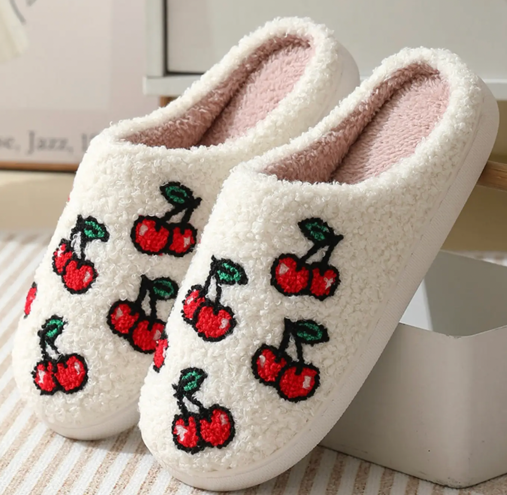 Cozy Peach Cherry Slippers - HOCHI