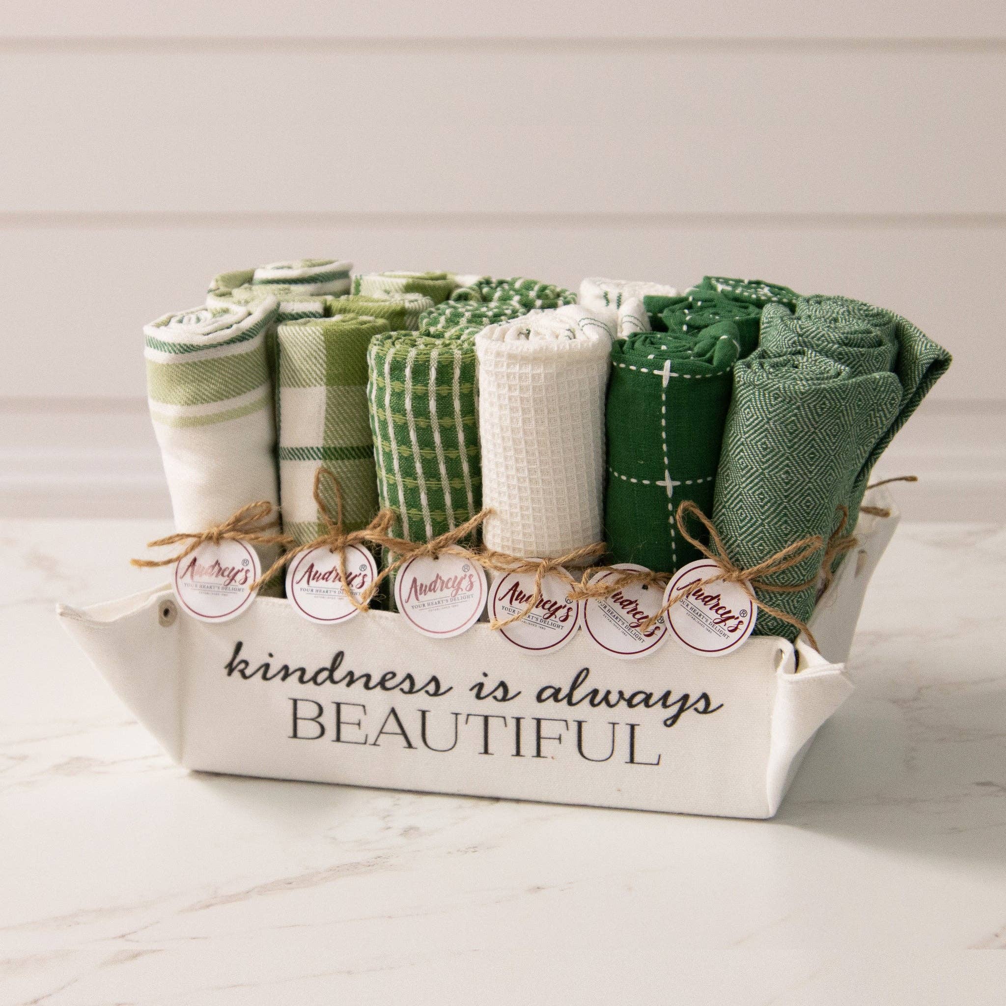Tea Towels - Asstd Green Waffle Set