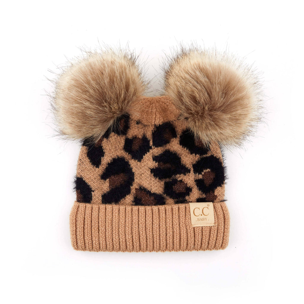 CC Double Pom Kid Leopard Beanie ( KIDS-2061POMPOM )
