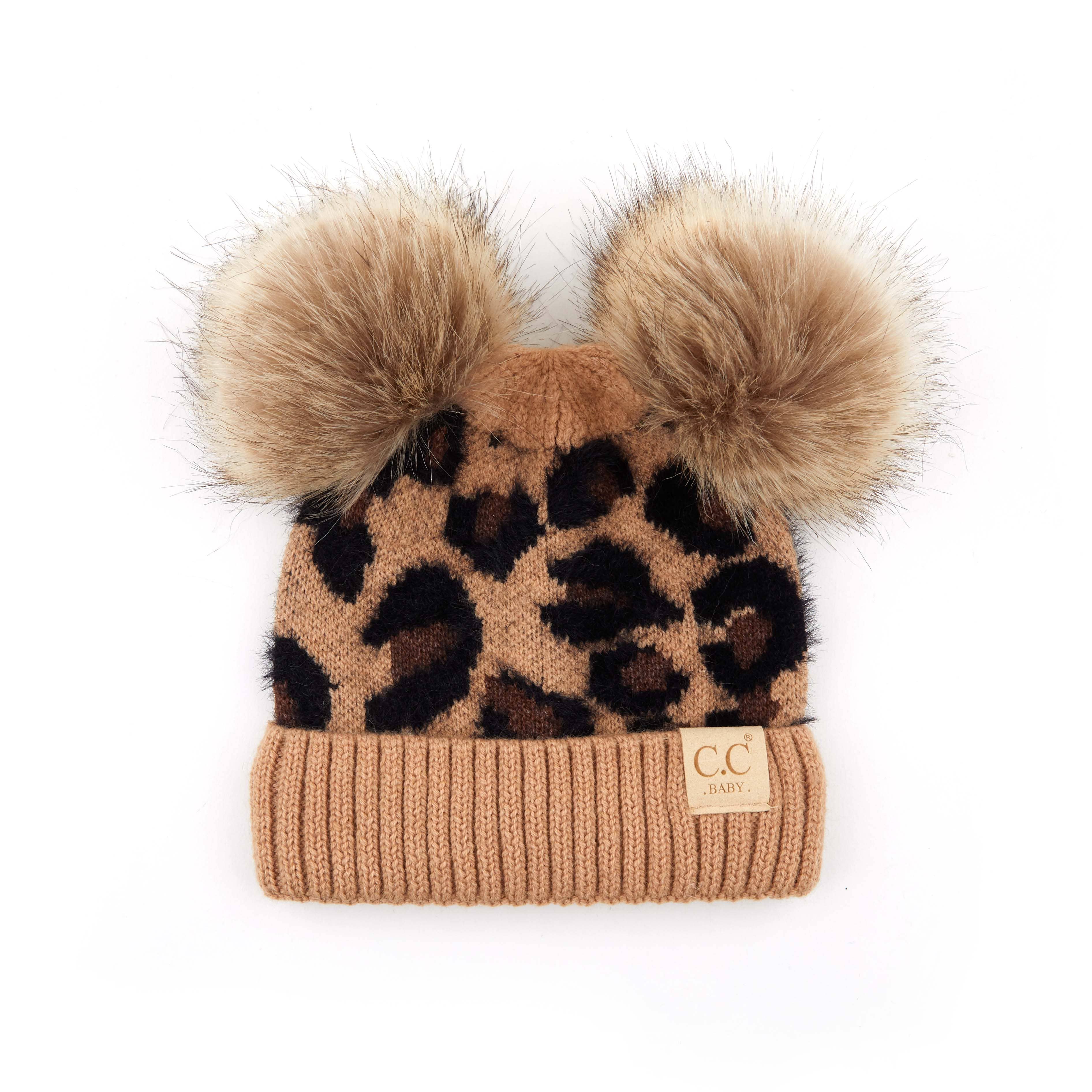 CC Double Pom Kid Leopard Beanie ( KIDS-2061POMPOM )
